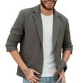thumbnail image 1 of Husipze Blazers for Men Business Casual Relaxed Fit Long Sleeve Lapel Open Front Suit Jacket Faux Linen Two Button Work Blazer with Pockets Dark Gray XXL, 1 of 8