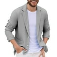 thumbnail image 1 of Husipze Blazers for Men Business Casual Relaxed Fit Long Sleeve Lapel Open Front Suit Jacket Faux Linen Two Button Work Blazer with Pockets Silver XXL, 1 of 7