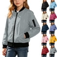 thumbnail image 1 of Husipze Bomber Jacket for Kids Waterproof Windbreaker Zip Up Lightweigh Outerwear Casual Fashion Outdoor Coat Gray 13 Years, 1 of 10