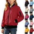 thumbnail image 1 of Husipze Bomber Jacket for Kids Waterproof Windbreaker Zip Up Lightweigh Outerwear Casual Fashion Outdoor Coat Red 13 Years, 1 of 8