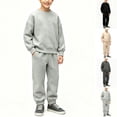 thumbnail image 1 of Husipze Boys 2 Piece Sweart Suit Set Crewneck Cozy Fleece Pullover Sweatshirts and Tapered Jogger Pants Elastic Waist Sweatpants Tracksuit Set Gray 7-8 Years, 1 of 7