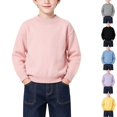 thumbnail image 1 of Husipze Boys Crewneck Sweater Solid Long Sleeve Kids Thick Warm School Pullover Fall Winter Basic Cozy Knit Jumper Tops Pink 3-4 Years, 1 of 9