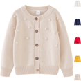 thumbnail image 1 of Husipze Boys Girls Cute Pom Knit Cardigan Sweater Unisex Button Front Long Sleeve Lightweight Soft Knit Jackets Khaki 2 Years, 1 of 10
