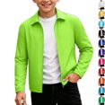 thumbnail image 1 of Husipze Boys Girls Lightweight Cardigan Jacket Full Zip Lapel Collar Windproof with Pockets Casual Water Resistant Fall Winter Outerwear Green 14-15 Years, 1 of 10