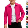 thumbnail image 1 of Husipze Boys Girls Lightweight Cardigan Jacket Full Zip Lapel Collar Windproof with Pockets Casual Water Resistant Fall Winter Outerwear Hot Pink 14-15 Years, 1 of 10