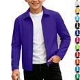 thumbnail image 1 of Husipze Boys Girls Lightweight Cardigan Jacket Full Zip Lapel Collar Windproof with Pockets Casual Water Resistant Fall Winter Outerwear Purple 9-10 Years, 1 of 10