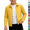 thumbnail image 1 of Husipze Boys Girls Lightweight Cardigan Jacket Full Zip Lapel Collar Windproof with Pockets Casual Water Resistant Fall Winter Outerwear Yellow 7-8 Years, 1 of 10