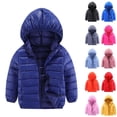 thumbnail image 1 of Husipze Boys Girls Puffer Jacket Full Zip Solid Lightweight Hooded Quilted Coat Warm Insulated Casual Outerwear for Fall Winter Navy 3-4 Years, 1 of 4