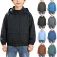 thumbnail image 1 of Husipze Boys Hooded Zip-up Jacket Long Sleeve Solid Lightweight Loose Fit Casual Breathable Outerwear with Pockets for Fall Winter Black 4-5 Years, 1 of 7