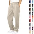 thumbnail image 1 of Husipze Boys Sweatpants Drawstring Straight Leg Sweat Pants Kids Elastic Waist Soft Joggers Open Bottom Active Casual Trousers Beige 14-15 Years, 1 of 7