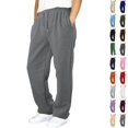 thumbnail image 1 of Husipze Boys Sweatpants Drawstring Straight Leg Sweat Pants Kids Elastic Waist Soft Joggers Open Bottom Active Casual Trousers Gray 14-15 Years, 1 of 6
