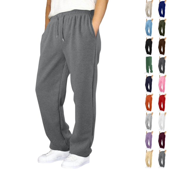 Husipze Boys Sweatpants Drawstring Straight Leg Sweat Pants Kids Elastic Waist Soft Joggers Open Bottom Active Casual Trousers Gray 14-15 Years