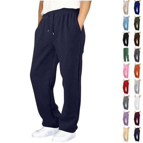 Husipze Boys Sweatpants Drawstring Straight Leg Sweat Pants Kids Elastic Waist Soft Joggers Open Bottom Active Casual Trousers Navy 4-5 Years