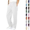 thumbnail image 1 of Husipze Boys Sweatpants Drawstring Straight Leg Sweat Pants Kids Elastic Waist Soft Joggers Open Bottom Active Casual Trousers White 10-11 Years, 1 of 6