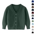 thumbnail image 1 of Husipze Button down Open Front Knit Cardigan Sweater for Girl Boy Warm Cozy Lightweight V-neck Casual Jackets Army Green 9-10 Years, 1 of 7