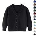 thumbnail image 1 of Husipze Button down Open Front Knit Cardigan Sweater for Girl Boy Warm Cozy Lightweight V-neck Casual Jackets Black 5-6 Years, 1 of 7