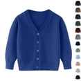thumbnail image 1 of Husipze Button down Open Front Knit Cardigan Sweater for Girl Boy Warm Cozy Lightweight V-neck Casual Jackets Blue 2-3 Years, 1 of 7