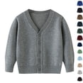 thumbnail image 1 of Husipze Button down Open Front Knit Cardigan Sweater for Girl Boy Warm Cozy Lightweight V-neck Casual Jackets Gray 13-14 Years, 1 of 7