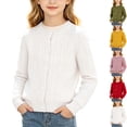 thumbnail image 1 of Husipze Cable Knit Cardigan Sweater for Girl Button Front Long Sleeves Cozy Soft Relaxed Fit Lightweight Fashion Outerwear White 2-3 Years, 1 of 10