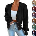 thumbnail image 1 of Husipze Chunky Knit Cardigan Sweater for Womens V Neck Oversized Button Down Long Sleeve Ribbed Texture Loose Fit Casual Tops Black S, 1 of 7