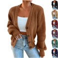 thumbnail image 1 of Husipze Chunky Knit Cardigan Sweater for Womens V Neck Oversized Button Down Long Sleeve Ribbed Texture Loose Fit Casual Tops Brown M, 1 of 7
