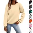 thumbnail image 1 of Husipze Crewneck Sweatshirt for Women Oversized Long Sleeve Soft Casual Solid Color Pullover Tops for Fall Winter Beige XS, 1 of 7