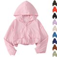 thumbnail image 1 of Husipze Cropped Hooded Jacket for Girls Lightweight Zip Up Active Outdoor Coat Relaxed Fir Casual School Outerwear Pink 6 Years, 1 of 10