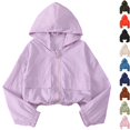 thumbnail image 1 of Husipze Cropped Hooded Jacket for Girls Lightweight Zip Up Active Outdoor Coat Relaxed Fir Casual School Outerwear Purple 6 Years, 1 of 10