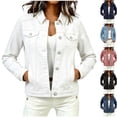 thumbnail image 1 of Husipze Cropped Jean Jackets for Women Classic Lightweight Fitted Button Down Stretchy Short Denim Jacket with Pockets White S, 1 of 10