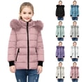 thumbnail image 1 of Husipze Cute Puffer Quilted Jacket for Girl Long Sleeve Full Zip Casual Outdoor Winter Coat with Fuzzy Trim Hood Pink 5-6 Years, 1 of 5