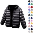 thumbnail image 1 of Husipze Fall Winter Puffer Jacket for Kids Full Zip Solid Hooded Lightweight Insulated Quilted Wind Resistant Winter Coat Outerwear Black 4 Years, 1 of 4