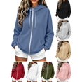 thumbnail image 1 of Husipze Full Zip Hooded Sweatshirt for Women Casual Oversized Long Sleeve Fall Winter Hoodie with Pocket Blue L, 1 of 10
