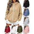 thumbnail image 1 of Husipze Full Zip Hooded Sweatshirt for Women Casual Oversized Long Sleeve Fall Winter Hoodie with Pocket Khaki S, 1 of 10