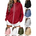 thumbnail image 1 of Husipze Full Zip Hooded Sweatshirt for Women Casual Oversized Long Sleeve Fall Winter Hoodie with Pocket Wine S, 1 of 10