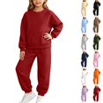 thumbnail image 1 of Husipze Girls 2 Piece Tracksuit Set Solid Pullover Sweatshirt with Kangaroo Pocket and Elastic Waist Relaxed Fit Jogger Pants Matching Sweat Set Red 10 Years, 1 of 10