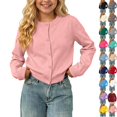 thumbnail image 1 of Husipze Girls Boys Button Front Cardigan Soft Lightweight Solid Long Sleeve Knit Crewneck Fall Sweater Casual Layering School Tops Pink 1-2 Years, 1 of 10