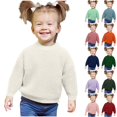 thumbnail image 1 of Husipze Girls Boys Chunky Knit Sweater Kids Cozy Soft Knit Texture Long Sleeve Pullover Breathable Jumper Top for Fall and Winter Khaki 5-6 Years, 1 of 7