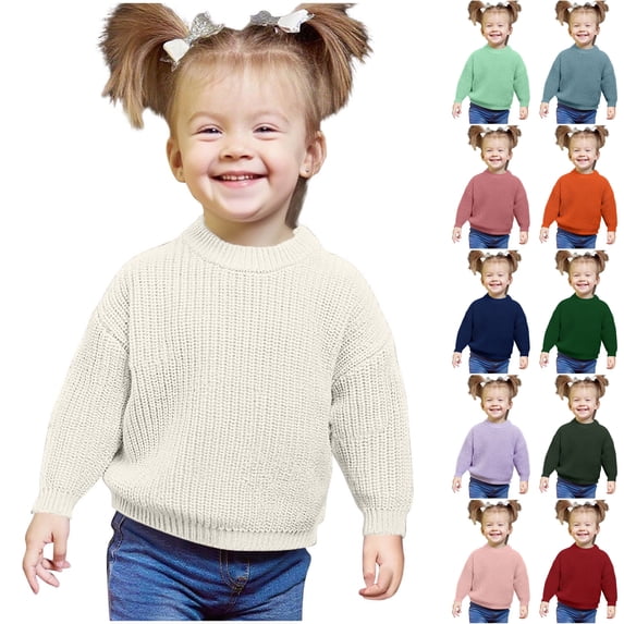 Husipze Girls Boys Chunky Knit Sweater Kids Cozy Soft Knit Texture Long Sleeve Pullover Breathable Jumper Top for Fall and Winter Khaki 5-6 Years