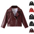 thumbnail image 1 of Husipze Girls Boys Faux Leather Moto Jacket Long Sleeve Lapel Collar Zip Up Biker Coat Casual Fasion Outerwear Hot Pink 4-5 Years, 1 of 9