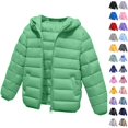 thumbnail image 1 of Husipze Girls Boys Puffer Jacket Quilted Lightweight Padded Winter Coat Warm Windproof Outerwear with Elastic Cuffs for Fall Winter Green 5-6 Years, 1 of 9