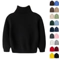 thumbnail image 1 of Husipze Girls Boys Turtleneck Sweater Solid Long Sleeve High Neck Knit Pullover Ribbed Soft Warm Basic Layering Casual School Top Black 2 Years, 1 of 10