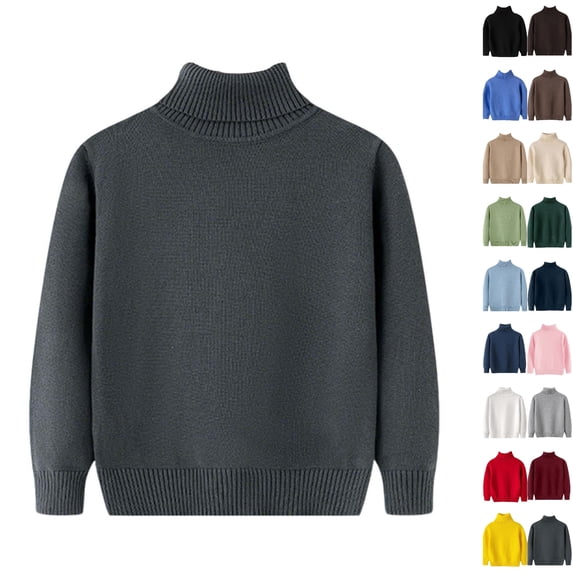 Husipze Girls Boys Turtleneck Sweater Solid Long Sleeve High Neck Knit Pullover Ribbed Soft Warm Basic Layering Casual School Top Dark Gray 2 Years