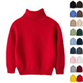 thumbnail image 1 of Husipze Girls Boys Turtleneck Sweater Solid Long Sleeve High Neck Knit Pullover Ribbed Soft Warm Basic Layering Casual School Top Red 14 Years, 1 of 10