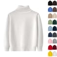 thumbnail image 1 of Husipze Girls Boys Turtleneck Sweater Solid Long Sleeve High Neck Knit Pullover Ribbed Soft Warm Basic Layering Casual School Top White 12 Years, 1 of 10