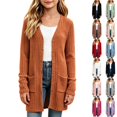 thumbnail image 1 of Husipze Girls Mid Lightweight Cardigan Sweater Button down Button down Open Front V-neck Ribbed Knit Long Sleeve Casual Fall Winter Outerwear Orange 9-10 Years, 1 of 6
