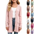 thumbnail image 1 of Husipze Girls Mid Lightweight Cardigan Sweater Button down Button down Open Front V-neck Ribbed Knit Long Sleeve Casual Fall Winter Outerwear Pink 11-12 Years, 1 of 6