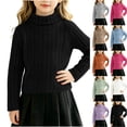 thumbnail image 1 of Husipze Girls Turtleneck Sweater Long Sleeve Cozy Ribbed Knit Pullover Kids Casual Fall Winter Warm School Jumper Tops Black 7-8 Years, 1 of 6
