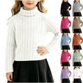 thumbnail image 1 of Husipze Girls Turtleneck Sweater Long Sleeve Cozy Ribbed Knit Pullover Kids Casual Fall Winter Warm School Jumper Tops White 15-16 Years, 1 of 7