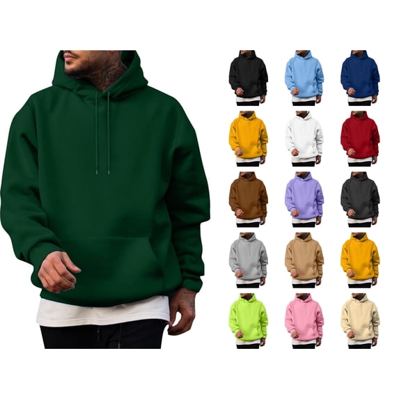 Husipze Hoodie for Men Fleece Pullover Casual Long Sleeve Drawstring Hooded Sweatshirt with Pocket Army Green XL