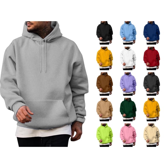 Husipze Hoodie for Men Fleece Pullover Casual Long Sleeve Drawstring Hooded Sweatshirt with Pocket Gray XL